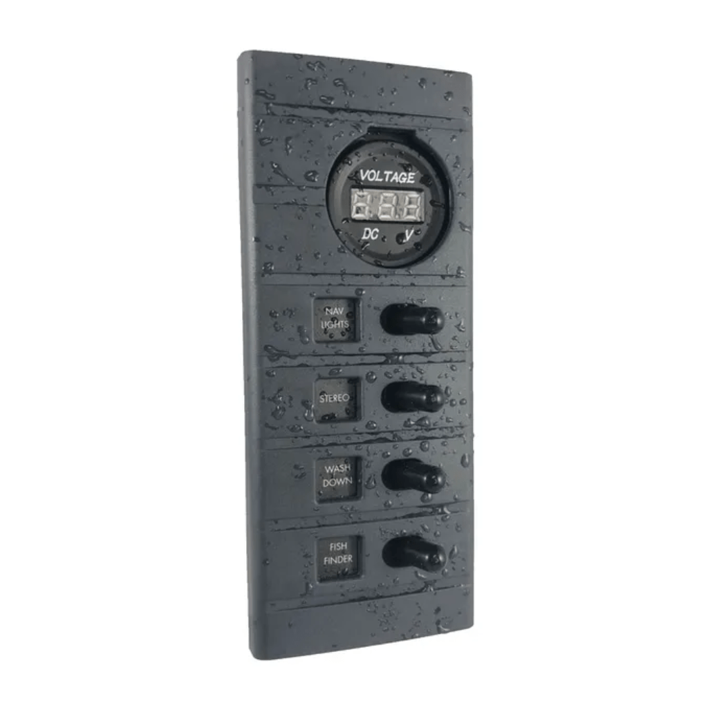 Connex Switch Panels - Fish City Hamilton - 4 Switch Panel Volt Meter -